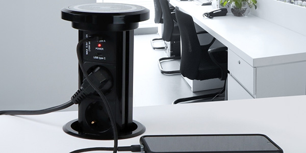 LIFT BOX Automatic recessed USB A+C socket and inductive charger